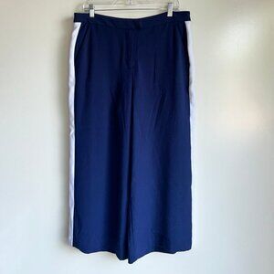 MICHAEL KORS Wide Leg Cropped Navy  & White Pants Size Large ~EUC